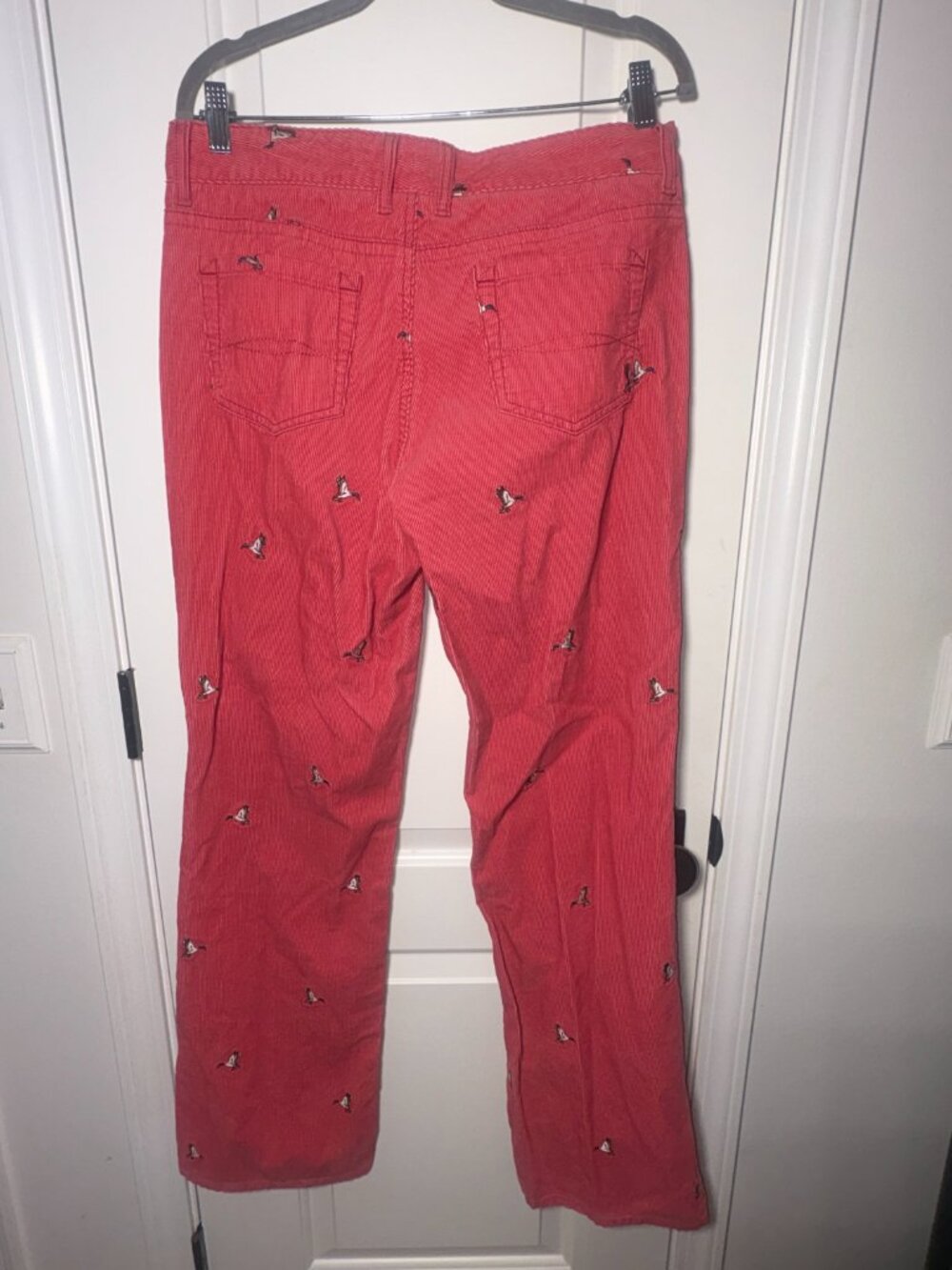 Women's VINTAGE L.L. Bean Mallard Duck Embroidered Corduroy Pant Salmon size 12T - Picture 2 of 16